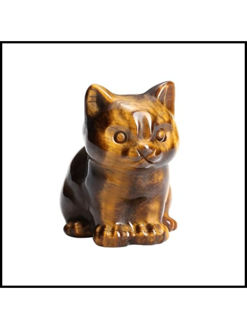 Tiger Eye Crystal Cat Figurine Hand Carved Gemstone Home Decor Gift